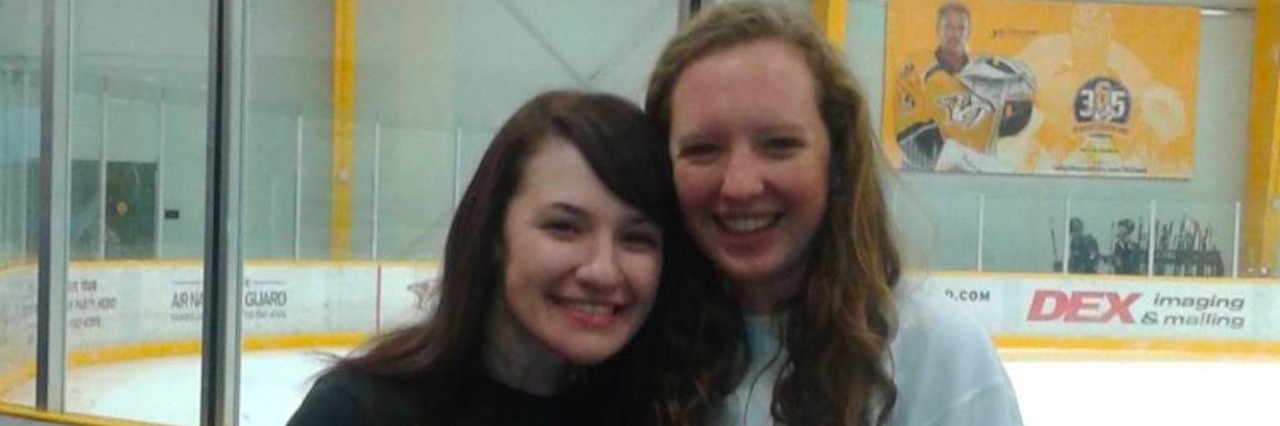 5 Ways to Support Your Friend With an Illness While in College two young women at a hockey ice rink