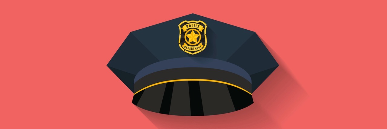 Icon of Police hat, cop hat. Flat style