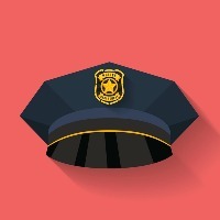 Icon of Police hat, cop hat. Flat style