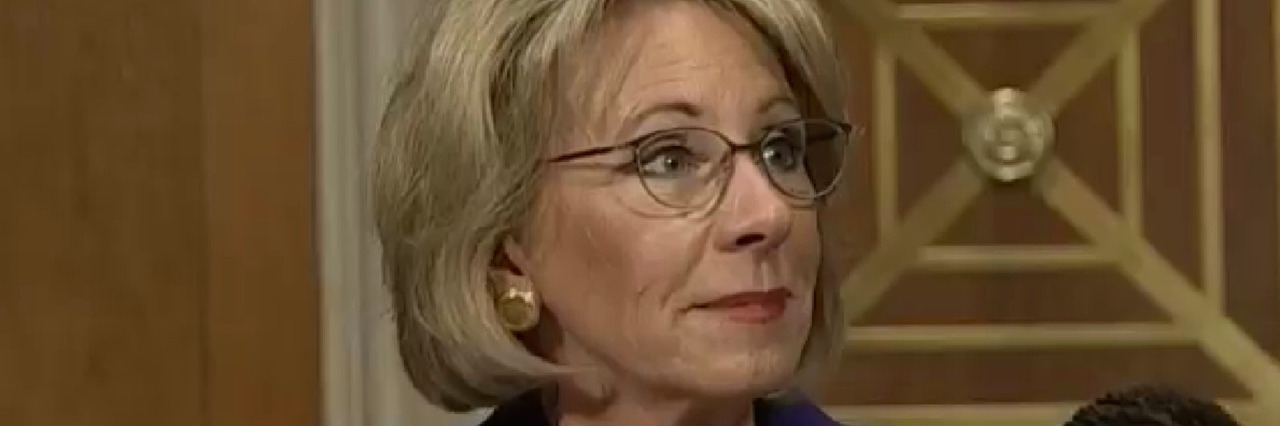 Why Parents of Kids With Disabilities Are Concerned About Betsy DeVos Betsy DeVos at Senate Confirmation Hearing