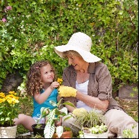 Grandmother and granddaughter.