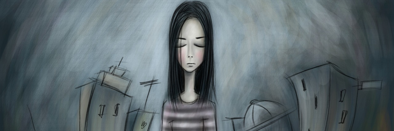 When Depression Makes You Too Tired to Keep Fighting picture of a lonely girl walking along a city street