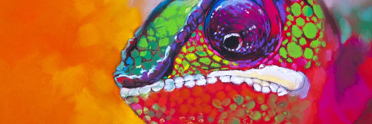 Borderline Personality Disorder Lets Me Adapt to Social Situations Colorful chameleon on a tree.