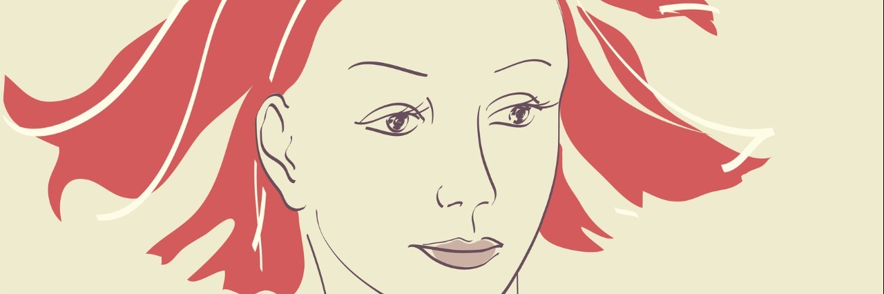 Beautiful woman face hand-drawn portrait illustration
