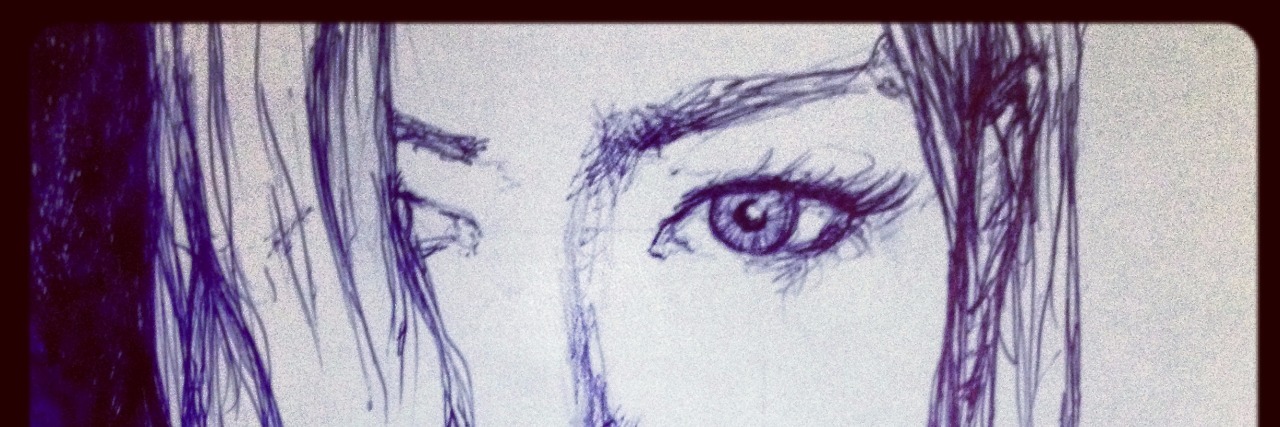 What Not to Say When Someone Tells You They Have AD(H)D drawing of a woman's face in purple pen