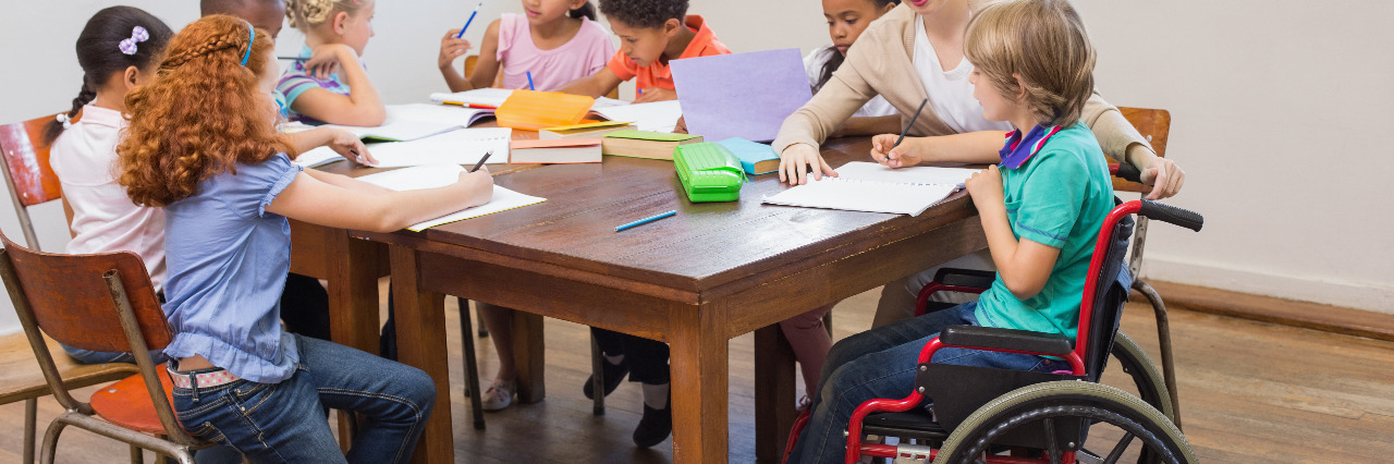 Tips for Parents of Children With Disabilities in Inclusive Education Child in a wheelchair in the classroom.