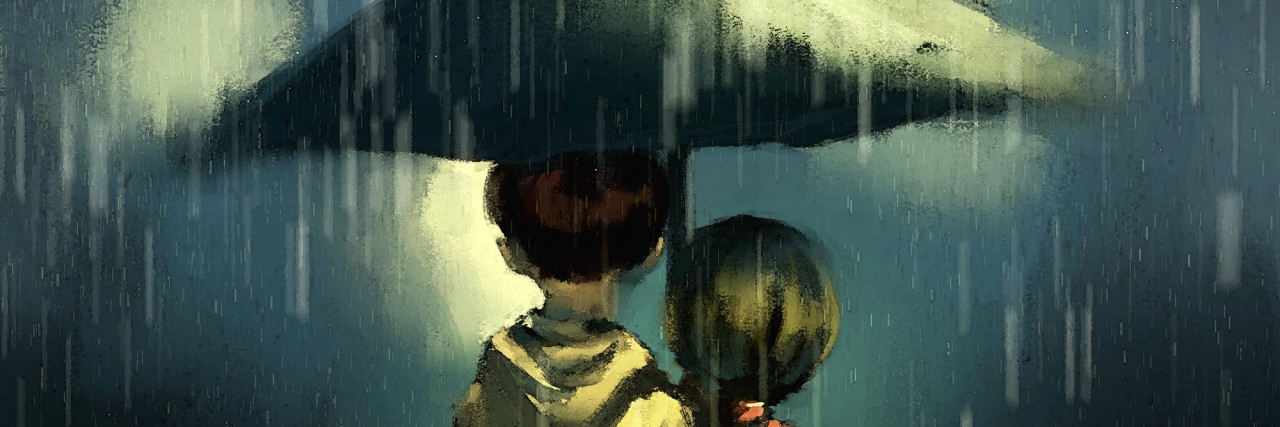 Why Supporting a Loved One's Addiction Recovery Can Be Difficult Couple walking in rainy, watercolor illustration