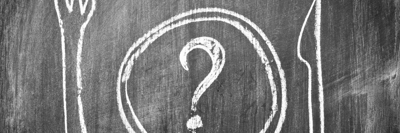 Deciding If I Should Add Gluten Back Into My Diet chalkboard drawing of knife, fork and plate with question mark