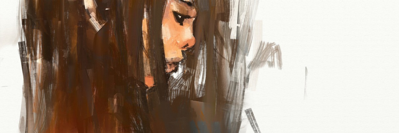digital painting portrait of beautiful girl, oil on canvas texture