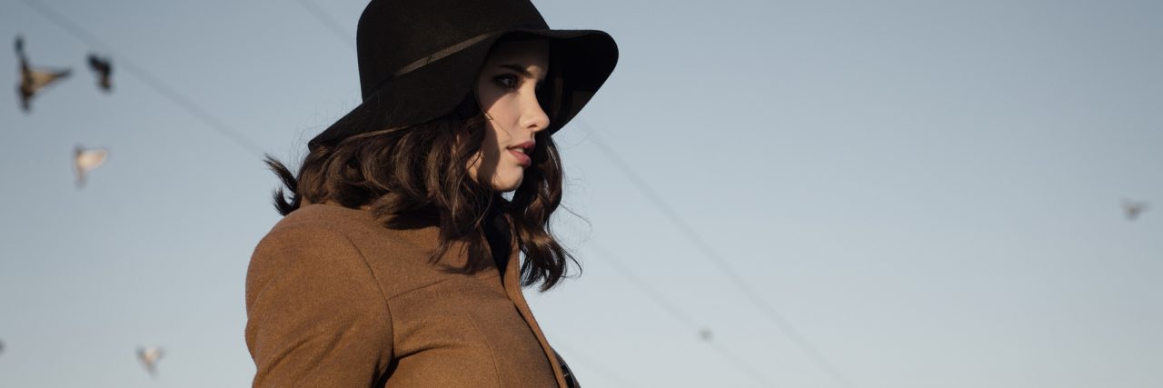 But What If... I Start to Use 'But What If' Differently? Portrait of sad elegant girl outdoor in autumn