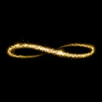 gold infinity sign made up of stars in the night sky