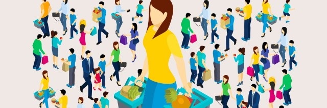 Shopping concept with men and women holding bags