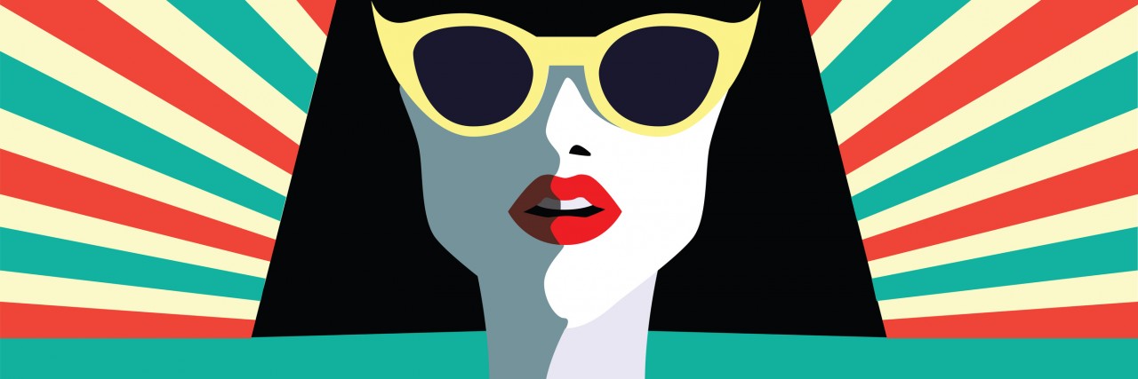 When You Strive for Perfection Despite Bipolar Disorder Beautiful young woman with sunglasses and hat, retro style. Pop art. Summer holiday. concept