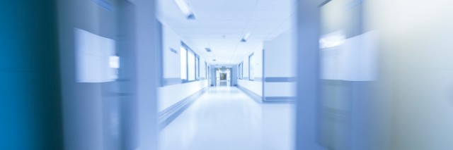 blurred hallway of a hospital