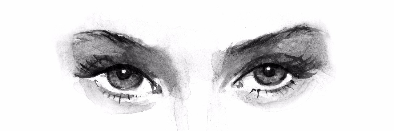 What Mental Illness Feels Like to Me watercolor woman's face black and white