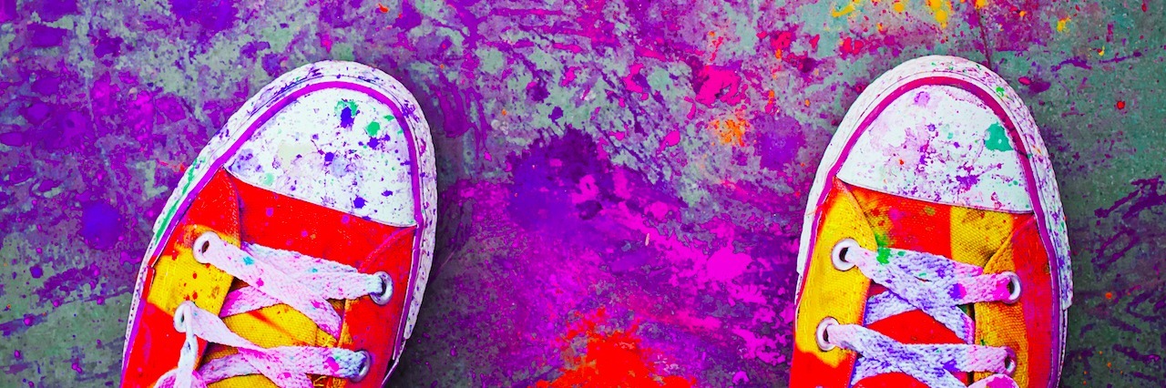 How My OCD and Anxiety Changed When I Grew Up shoes covered in paint