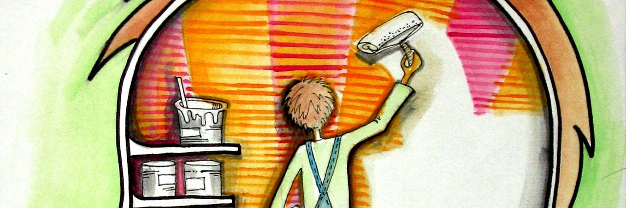 5 Ways Psychotherapy Has Helped Me Illustration of a boy coloring walls in white inside humans head.