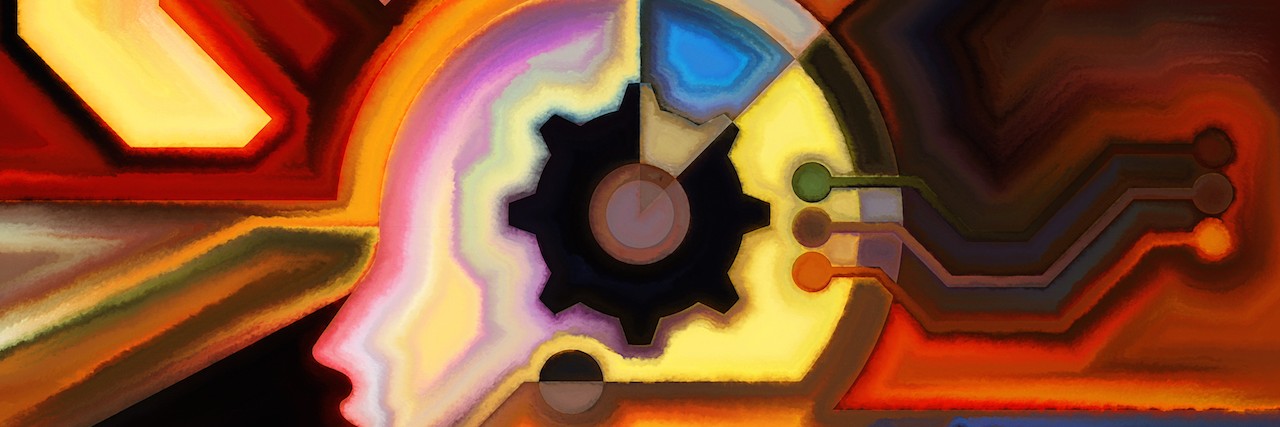 Why Thinking Positive Isn't Enough When You Have Mental Illness painting of a head with gears