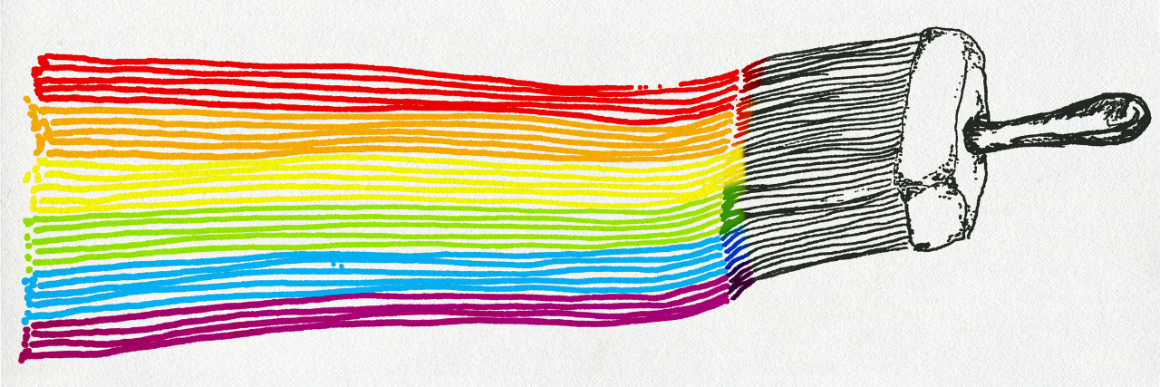 LGBT flag painted.