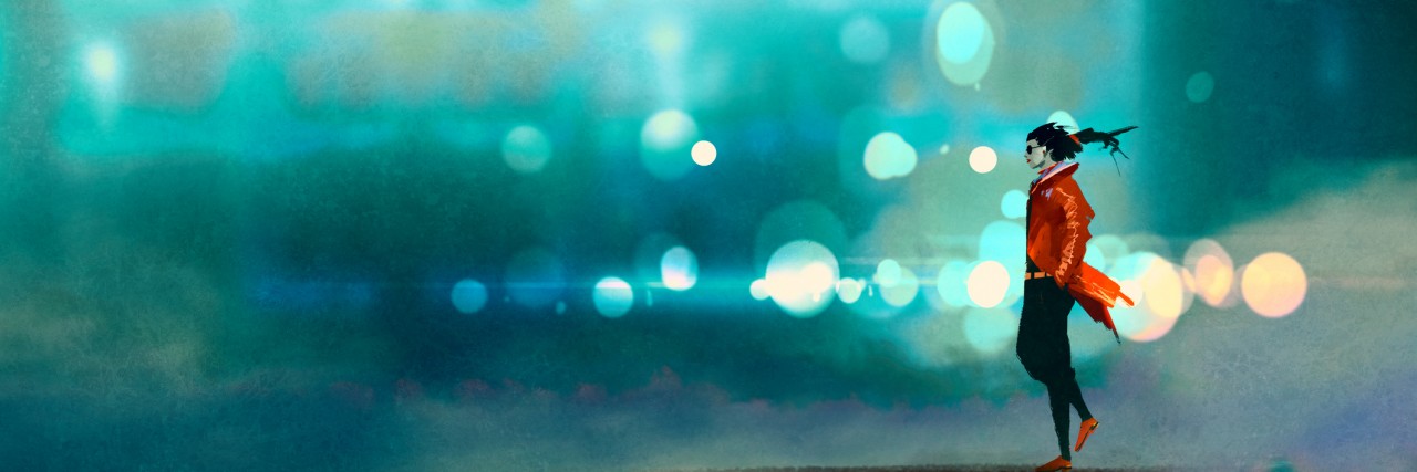 Others Should Not Expect Me to 'Prove' My Depression to Them man walking at night,gorgeous cold bokeh background