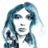 Watercolor woman blue