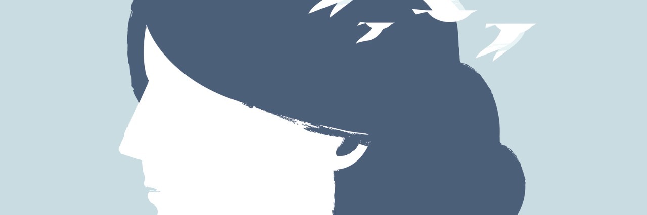 Poverty Contributed to My Obsessive-Compulsive Disorder Vector illustration of Dream Head. Girl with flying birds.