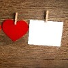 cards on the wooden background, A Valentine's Day card decorated with hearts. Love.