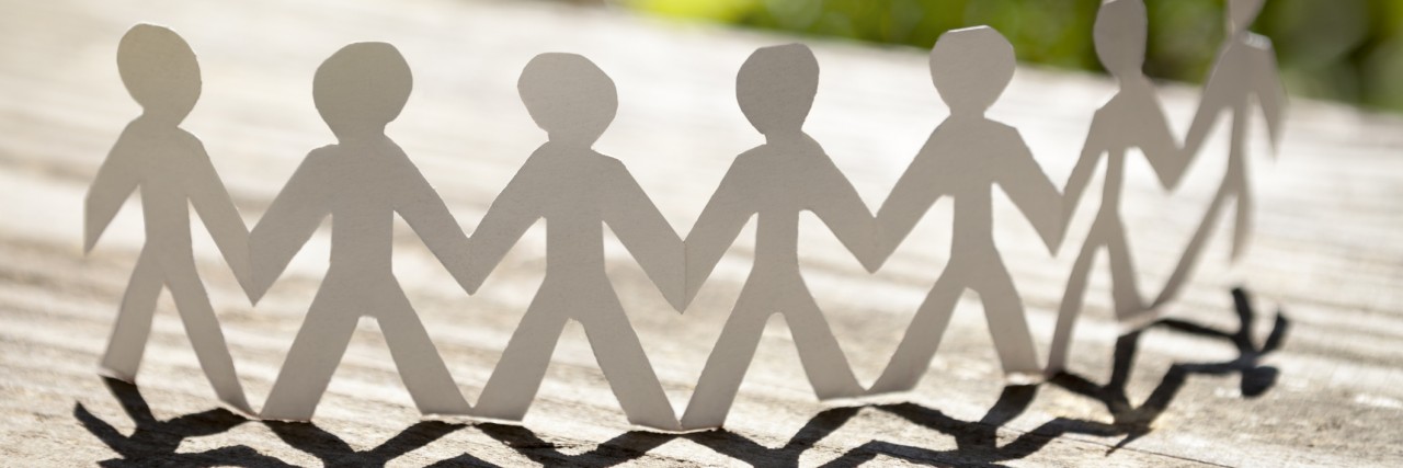 Thank You to Those Who Believed in Me During Eating Disorder Recovery Group of standing paper stickman-business teamwork