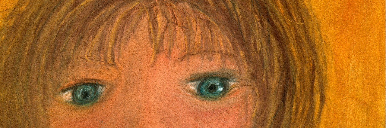 Pastel illustration of a woman looking... concerned.