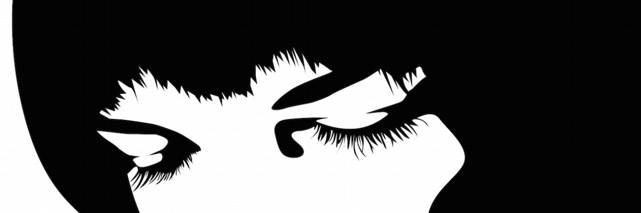 What an Autistic Shutdown Is Like for Me Black and white illustration of woman with eyes closed, head angled slightly down
