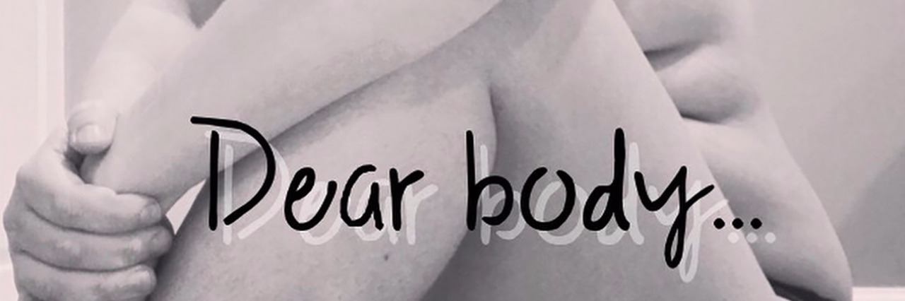 A Letter to My Body, From a Girl With an Eating Disorder woman with eating disorder nude with 'dear body' text