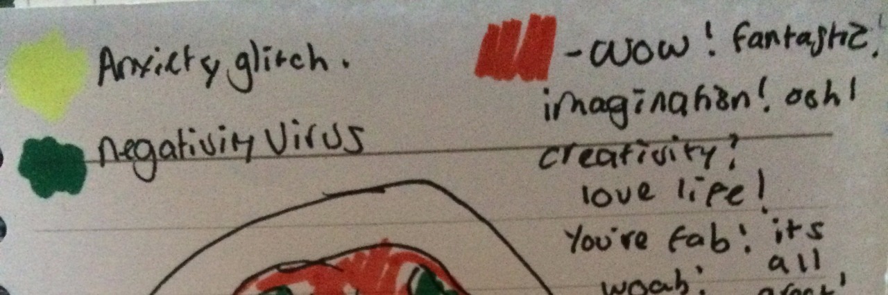 How My Brain Works With a Mental Illness drawing of writer's brain scan in color