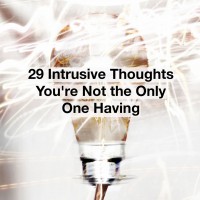 a lightbulb. Text reads: 29 intrusive thoughts you're not the only one having