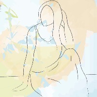 drawing of woman with watercolor background