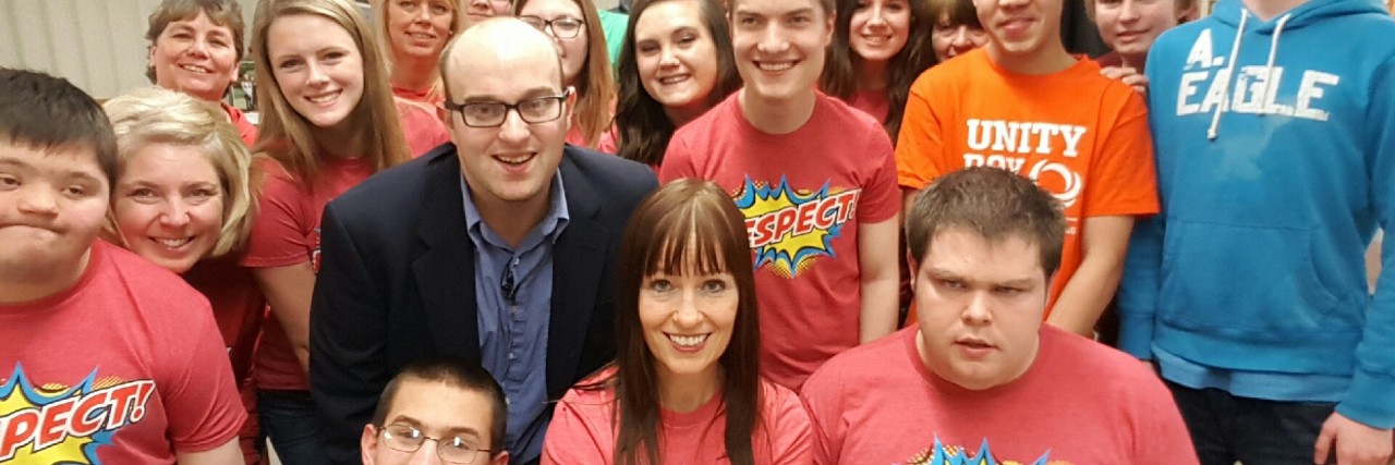 group of students with speaker