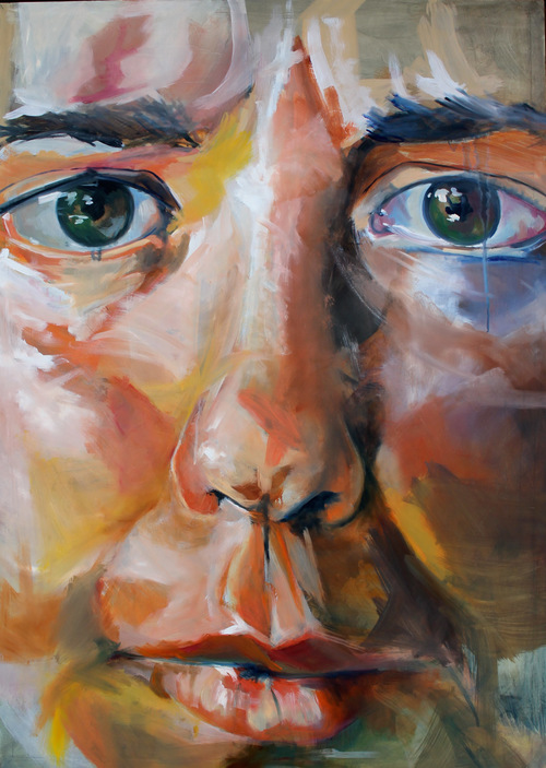 Colorful painting of a woman's face