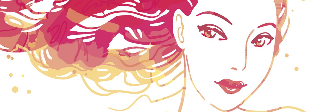 Why I Call My Anxiety Disorder 'Anxiety Brain' Watercolor portrait of beautiful women with long hair isolated on white