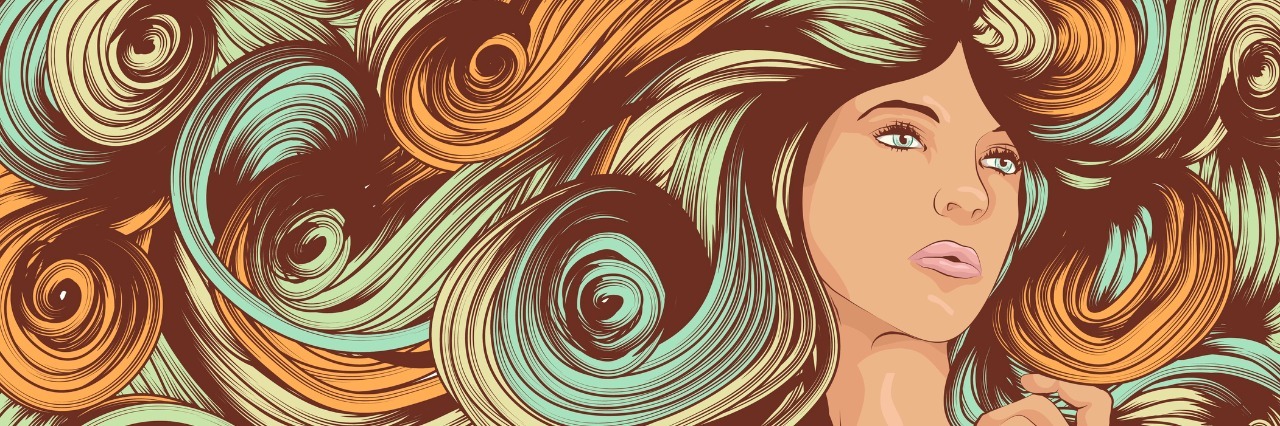 You Can't Expect Me to Be 'Cured' From My Mental Illness Beautiful woman with long swirling hair. Face, hand and hair are on separate layers. Each hair strand is individual object. Easily change colors . Extra folder includes Illustrator CS2 AI and PDF files.