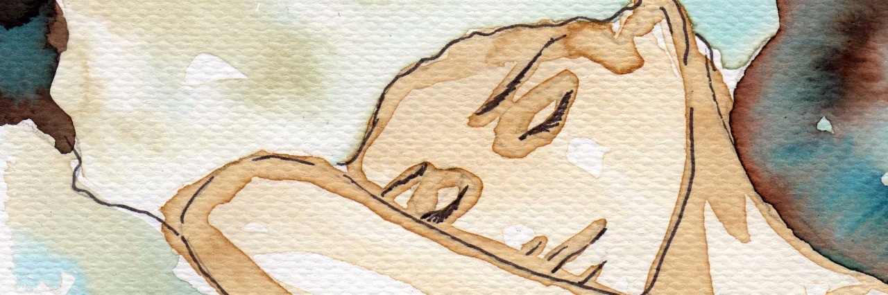 Learning About Anxiety and How It Affects Me Watercolor illustration of woman with eyes closed, head resting on her arm