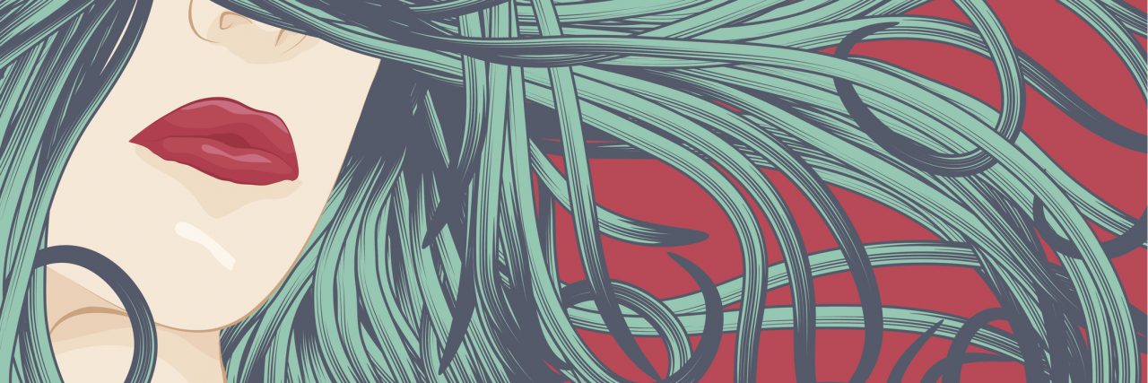 I Was Ashamed of My Bipolar Disorder Beautiful woman with long blue flowing hair. Face, hair and background are on separate layers. Extra folder includes Illustrator CS2 AI and PDF files.