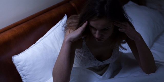 Woman having problems with a sleep, horizontal