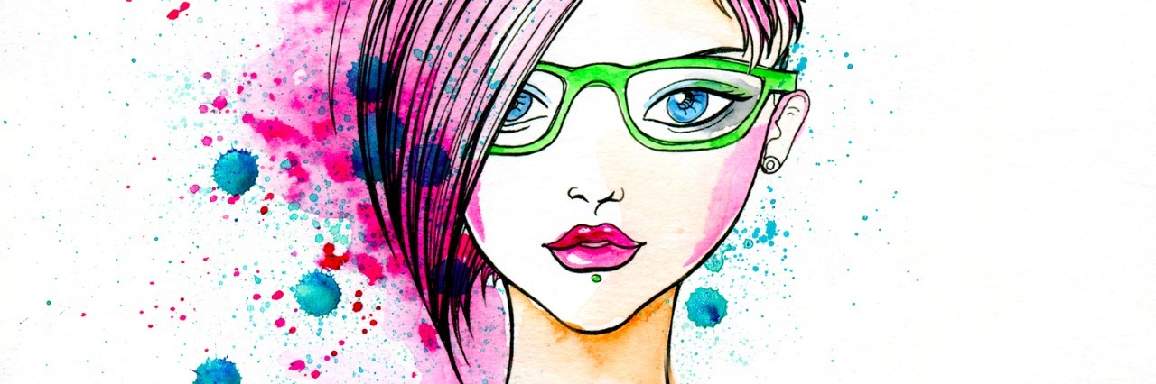 Stylish Illustration of a Girl with Fashionable Hairstyle.
