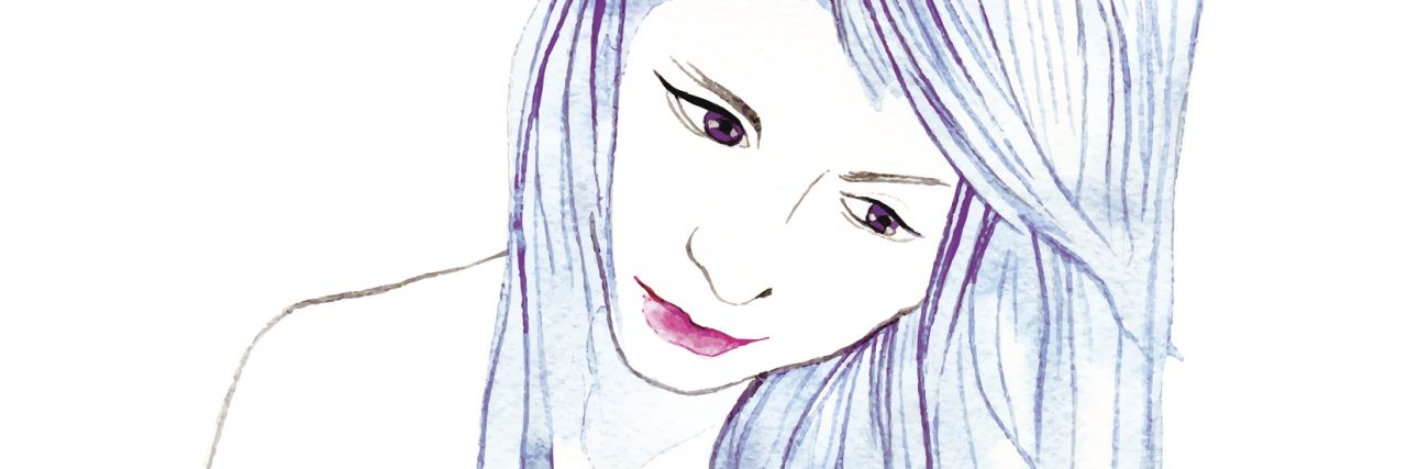 Time Helped Me Recover From Social Anxiety beautiful girl, she lowered her head down. vector watercolor fashion illustration.
