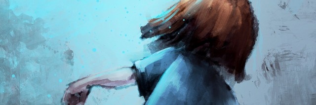 digital painting of girl walking in the mist