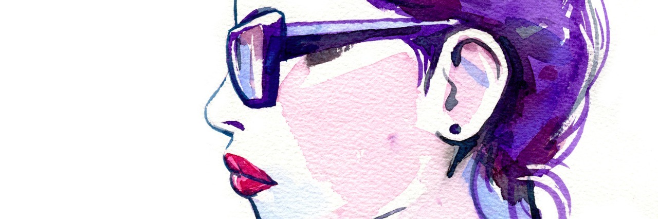 Watercolor of Glasses Girl