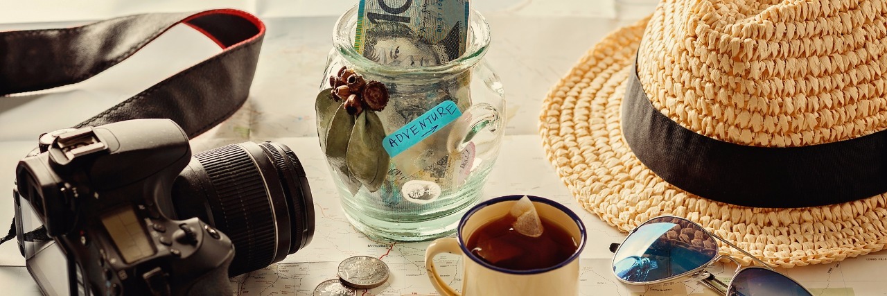 Life Hacks for Traveling When Chronically Ill Instagram looking image of travelling concept. Retro effect, filters, color toning, selective focus, shallow depth of field
