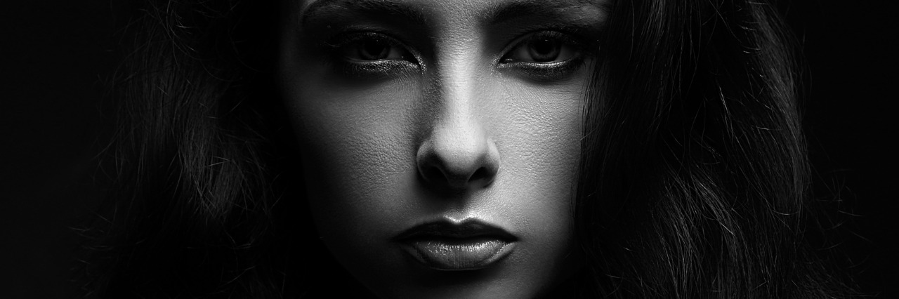 woman face. Art portrait. Black and white