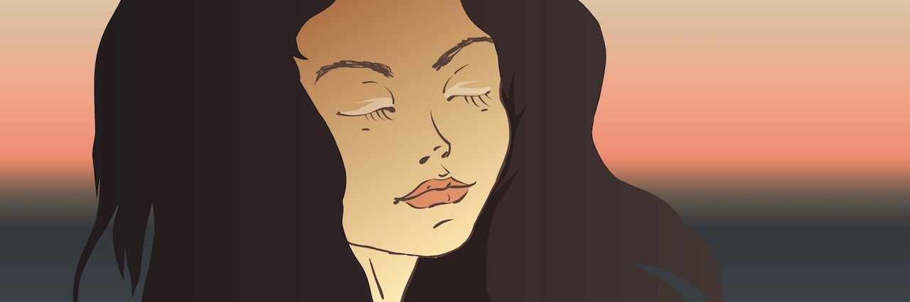 Living With a Mental Illness: What Makes Your a Survivor Illustration of a woman standing in front of a sunset with her eyes closed