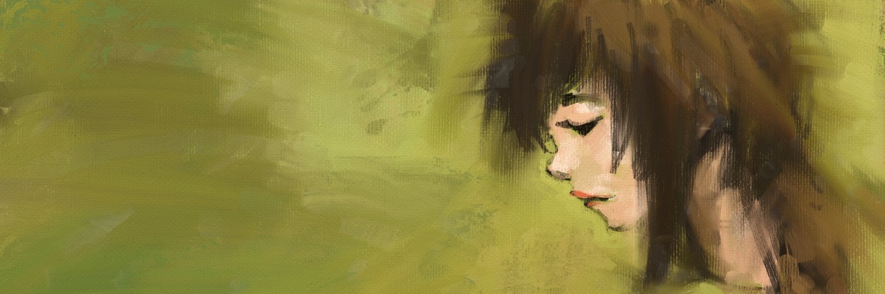 Acrylic on canvas of beautiful girl, Digital painting, Acrylic on canvas painting style.