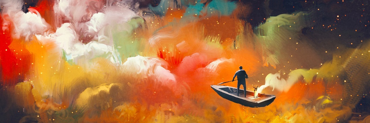 Schizoaffective Disorder: Why I Self-Medicate With Caffeine An illustration of a man standing on a boat in the sky